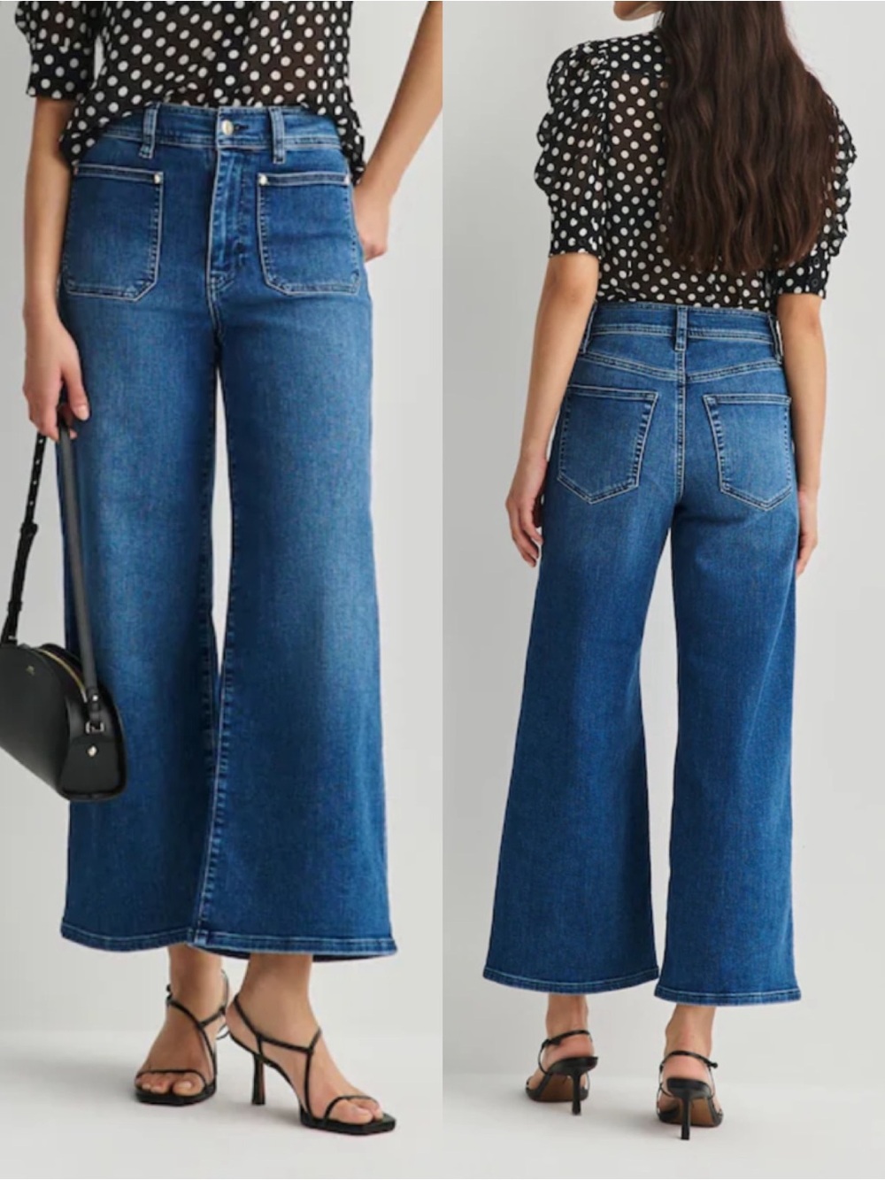 Frame Denim Le Slim Palazzo High Rise Wide Leg Crop Jeans Archive Blue Wash
